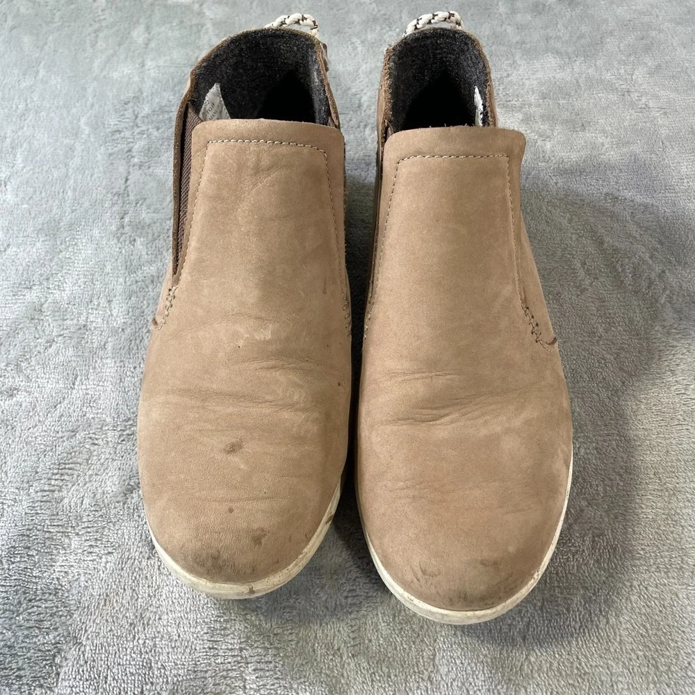 Olukai Boots Shoes Womens 6.5 Brown Hawaiiloa Manu Hope Leather Slip-On‎